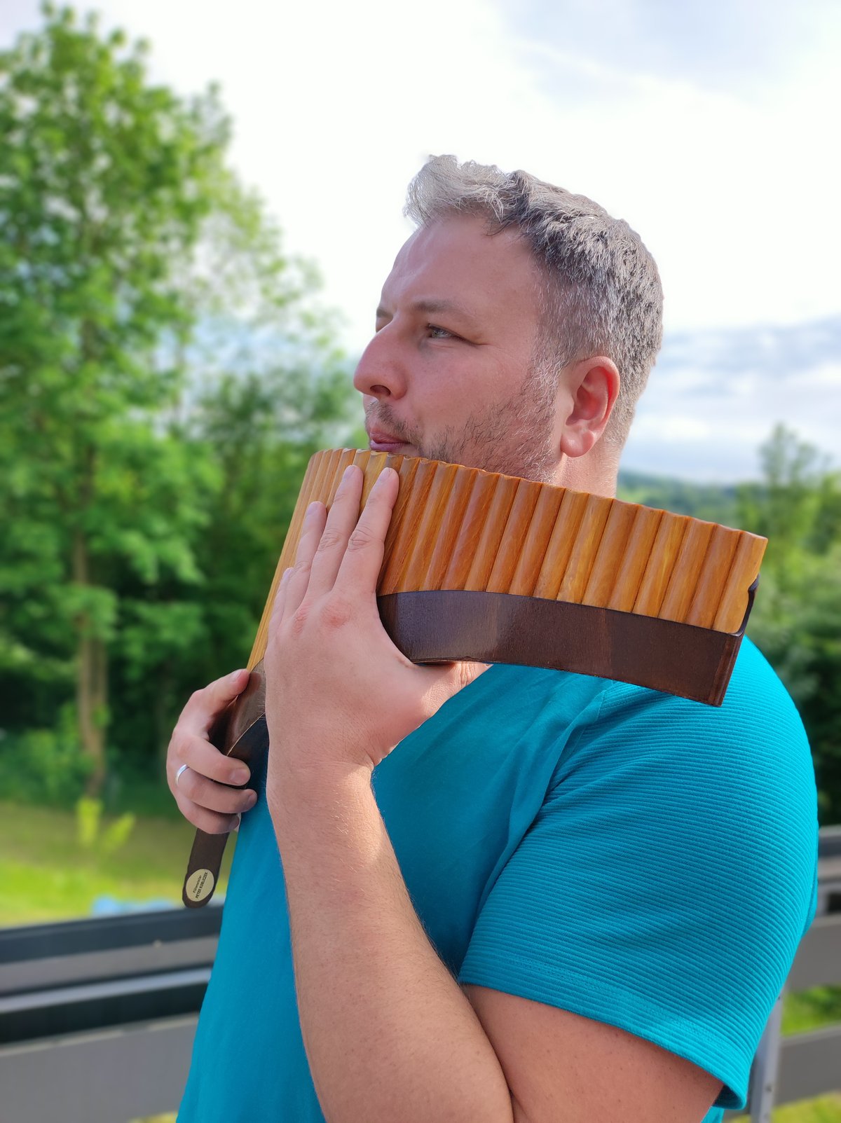 Andreas Dück mit Panflöte